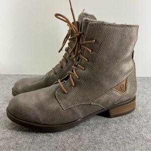 Josef Seibel Sanja Metallic Pewter Leather Ankle Lined Combat Boot Women’s 8